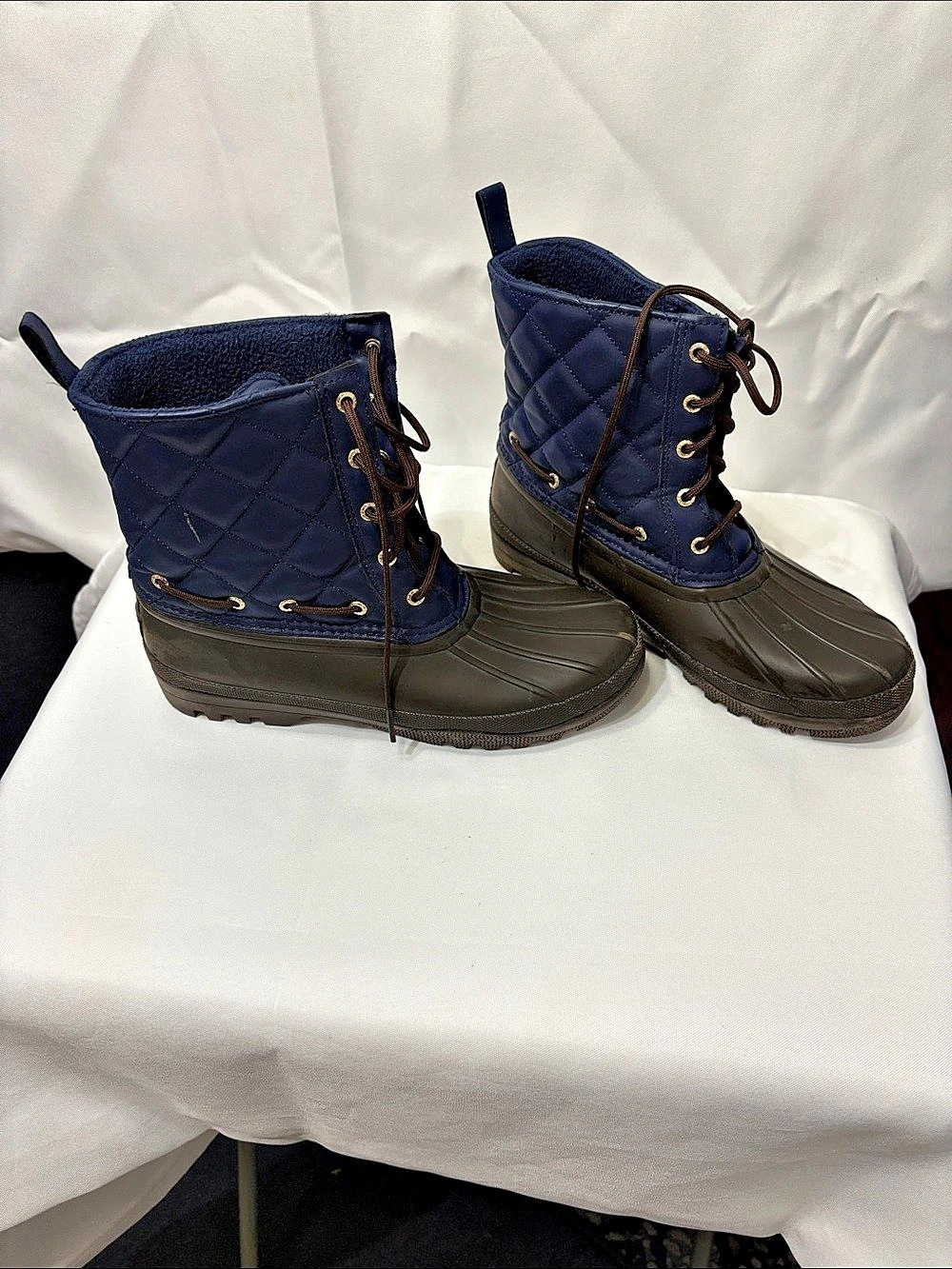 Sperry Saltwater Quilted Duck Boot Blue & Brown US 8